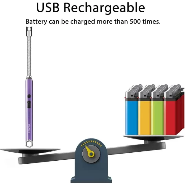 imageRAYONNER Lighter Electric Candle Lighter Rechargeable USB Lighter Long Flexible Neck BluePurple