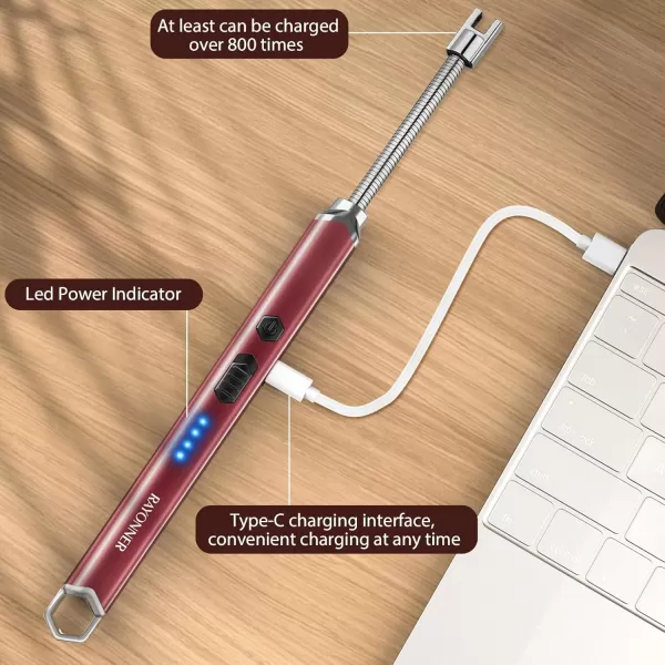 imageRAYONNER Lighter Electric Candle Lighter Rechargeable USB Lighter Long Flexible Neck BlueRed