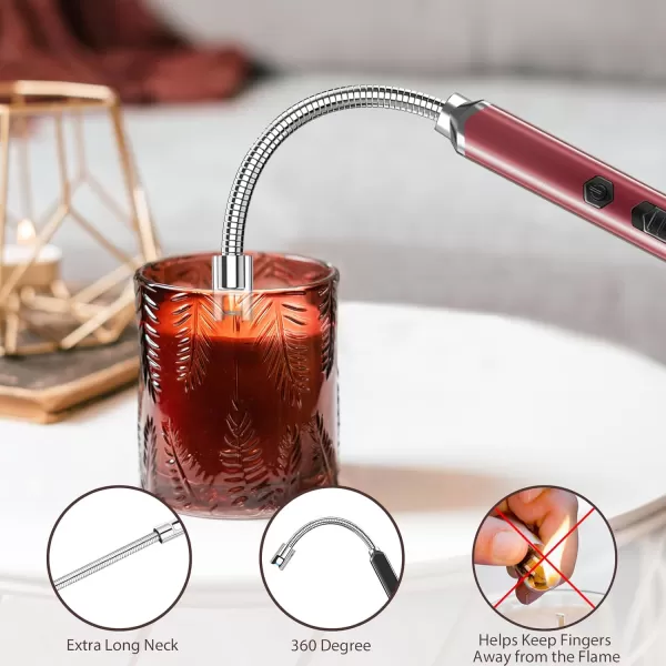 imageRAYONNER Lighter Electric Candle Lighter Rechargeable USB Lighter Long Flexible Neck BlueRed