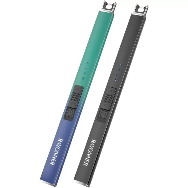 imageRAYONNER Candle Lighter Lighter Electric Candle Lighter Stocking Stuffers for Adults Women Men Wife Sister Friend Birthday Gifts for Women Mom Rechargeable USB Lighter Arc Flameless LightersBlackgreenBlue Gradient
