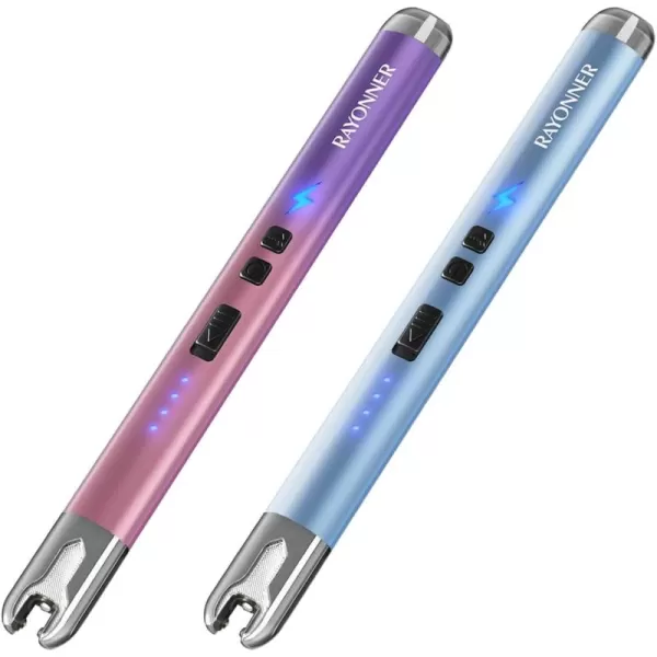 imageRAYONNER Lighter Electric Candle Lighter Rechargeable USB ARC Lighter 1 Pack  BlueGreen Gradient2 Pack  BluepinkPurple Gradient