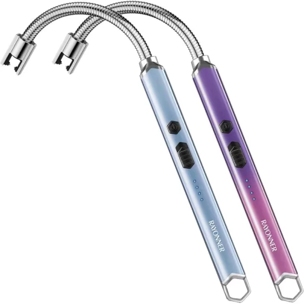 imageRAYONNER Lighter Electric Candle Lighter Rechargeable USB Lighter Long Flexible Neck BlueBluepinkPurple Gradient