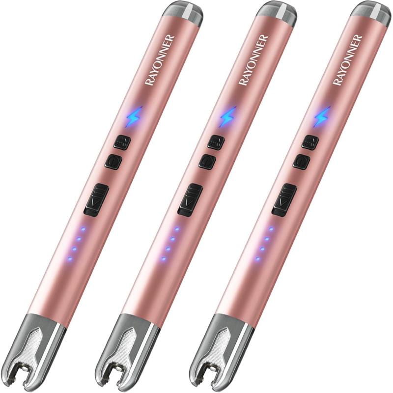 imageRAYONNER Lighter Electric Candle Lighter Rechargeable USB ARC Lighter 1 Pack  Blue3 Pack  Rosegold