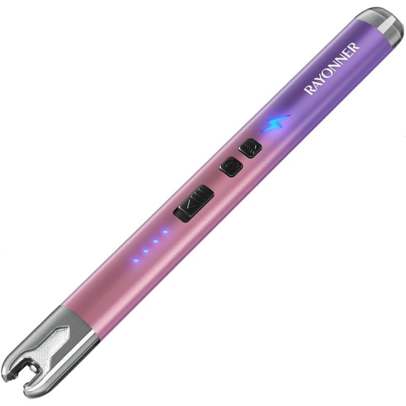 imageRAYONNER Lighter Electric Candle Lighter with Flashlight Stocking Stuffers for Adults Women Men Wife Sister Friend Birthday Gifts for Women Mom Rechargeable USB Lighter Arc Flameless Lighters1 Pack  PinkPurple Gradient