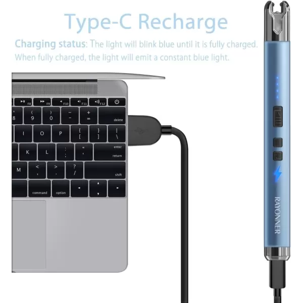 imageRAYONNER Lighter Electric Candle Lighter Rechargeable USB ARC Lighter 1 Pack  Blue1 Pack  Blue