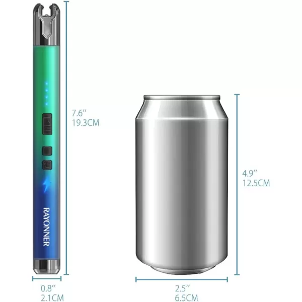 imageRAYONNER Lighter Electric Candle Lighter Rechargeable USB ARC Lighter 1 Pack  Blue1 Pack  BlueGreen Gradient