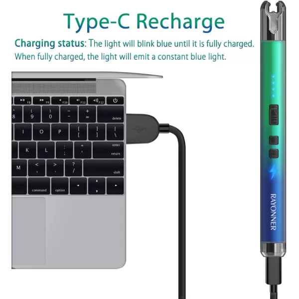 imageRAYONNER Lighter Electric Candle Lighter Rechargeable USB ARC Lighter 1 Pack  Blue1 Pack  BlueGreen Gradient