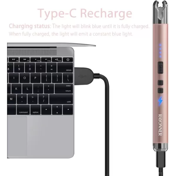 imageRAYONNER Lighter Electric Candle Lighter Rechargeable USB ARC Lighter 1 Pack  Blue2 Pack  Grayrose Gold