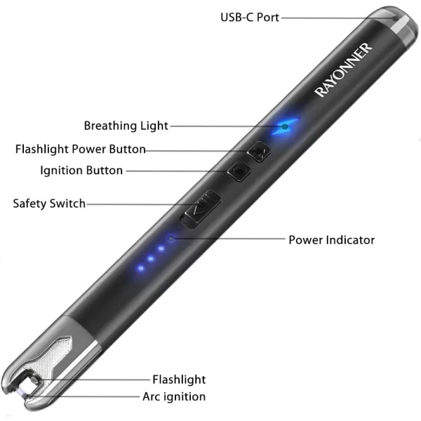 imageRAYONNER Lighter Electric Candle Lighter Rechargeable USB ARC Lighter 1 Pack  Blue3 Pack  Blackrose GoldblueGreen Gradient