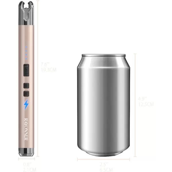 imageRAYONNER Lighter Electric Candle Lighter with Flashlight Stocking Stuffers for Adults Women Men Wife Sister Friend Birthday Gifts for Women Mom Rechargeable USB Lighter Arc Flameless Lighters2 Pack  Champagne Gold
