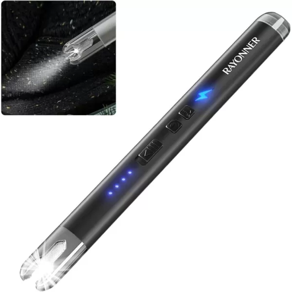 imageRAYONNER Lighter Electric Candle Lighter with Flashlight Stocking Stuffers for Adults Women Men Wife Sister Friend Birthday Gifts for Women Mom Rechargeable USB Lighter Arc Flameless Lighters1 Pack  Black