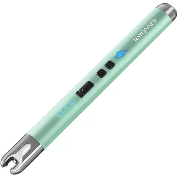 imageRAYONNER Lighter Electric Candle Lighter with Flashlight Stocking Stuffers for Adults Women Men Wife Sister Friend Birthday Gifts for Women Mom Rechargeable USB Lighter Arc Flameless Lighters1 Pack  Green