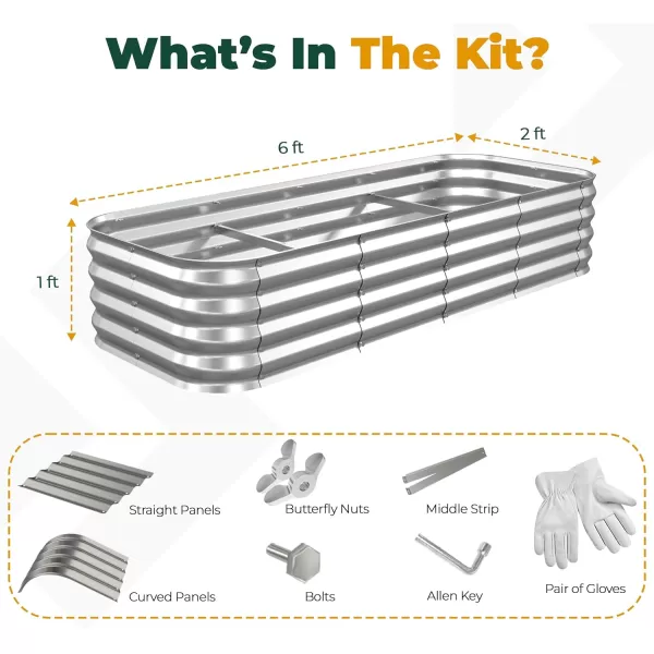 imageUtopia Home 4x2x1 ft Galvanized Raised Garden Bed Kit Planter Box Large 4 ft Long Deep Raised Garden Beds Outdoor Metal Raised Bed for Gardening Vegetables Rectangle1