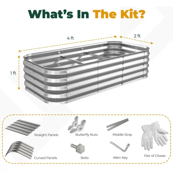 imageUtopia Home 4x2x1 ft Galvanized Raised Garden Bed Kit Planter Box Large 4 ft Long Deep Raised Garden Beds Outdoor Metal Raised Bed for Gardening Vegetables Rectangle1