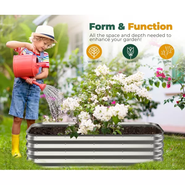 imageUtopia Home 4x2x1 ft Galvanized Raised Garden Bed Kit Planter Box Large 4 ft Long Deep Raised Garden Beds Outdoor Metal Raised Bed for Gardening Vegetables Rectangle1