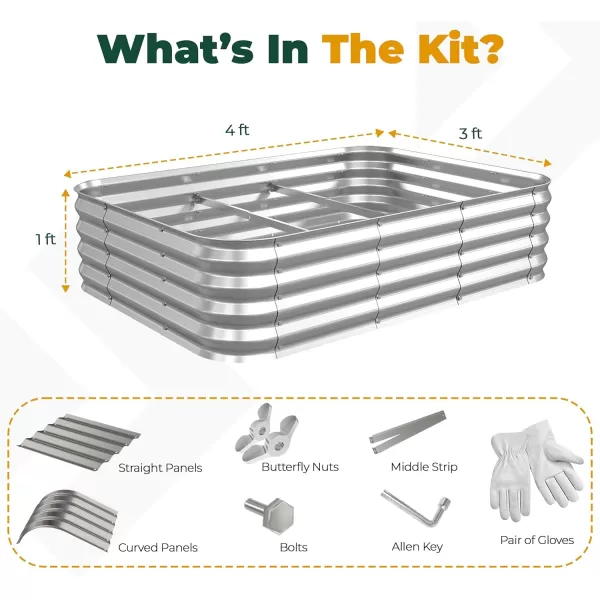 imageUtopia Home 4x2x1 ft Galvanized Raised Garden Bed Kit Planter Box Large 4 ft Long Deep Raised Garden Beds Outdoor Metal Raised Bed for Gardening Vegetables Rectangle1
