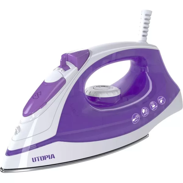 imageUtopia Home Steam Iron for Clothes  NonStick Soleplate  1200W Clothes Iron  Textile Iron 23 meter Long Cord Adjustable Thermostat Control Overheat Safety Protection ampamp Variable Steam Control BluePurple