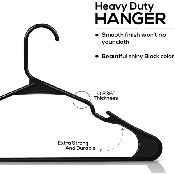 imageUtopia Home Clothes Hangers 200 Pack  Plastic Hangers Space Saving  Durable Coat Hanger with Shoulder Grooves BlackBlack