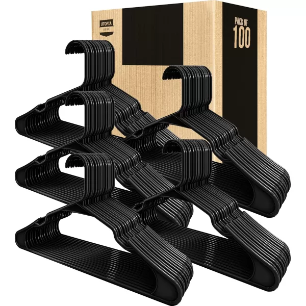 imageUtopia Home Clothes Hangers 200 Pack  Plastic Hangers Space Saving  Durable Coat Hanger with Shoulder Grooves BlackBlack