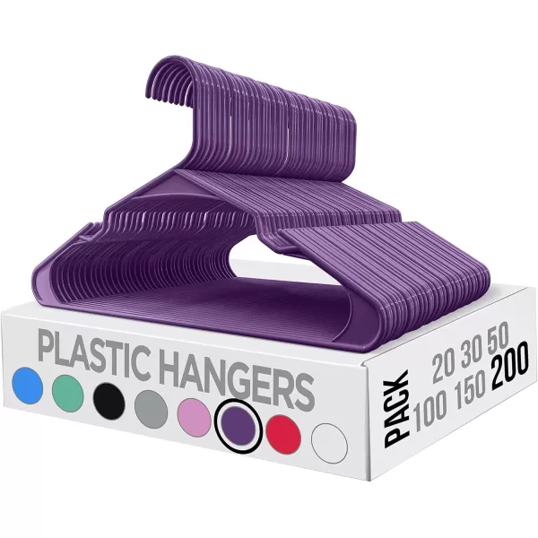 imageUtopia Home Clothes Hangers 200 Pack  Plastic Hangers Space Saving  Durable Coat Hanger with Shoulder Grooves BlackPurple