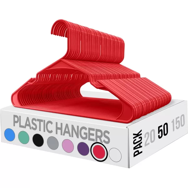 imageUtopia Home Clothes Hangers 200 Pack  Plastic Hangers Space Saving  Durable Coat Hanger with Shoulder Grooves BlackRed