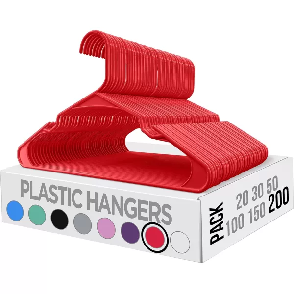 imageUtopia Home Clothes Hangers 200 Pack  Plastic Hangers Space Saving  Durable Coat Hanger with Shoulder Grooves BlackRed