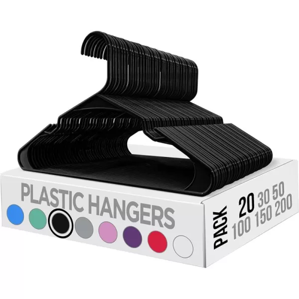 imageUtopia Home Clothes Hangers 200 Pack  Plastic Hangers Space Saving  Durable Coat Hanger with Shoulder Grooves BlackBlack