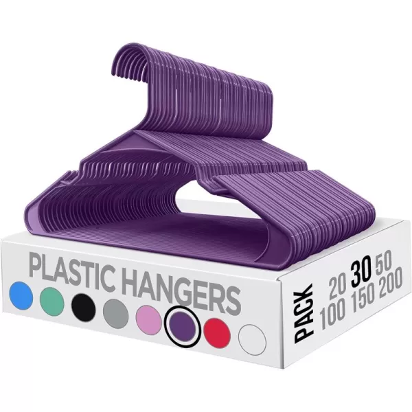 imageUtopia Home Clothes Hangers 200 Pack  Plastic Hangers Space Saving  Durable Coat Hanger with Shoulder Grooves BlackPurple