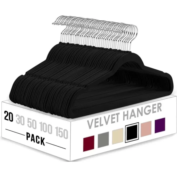 imageUtopia Home Velvet Hangers 150 Pack  NonSlip Clothes Hangers  Black Hangers  Suit Hangers with 360 Degree Rotatable Hook  Heavy Duty Coat Hangers  Pants HangersBlack