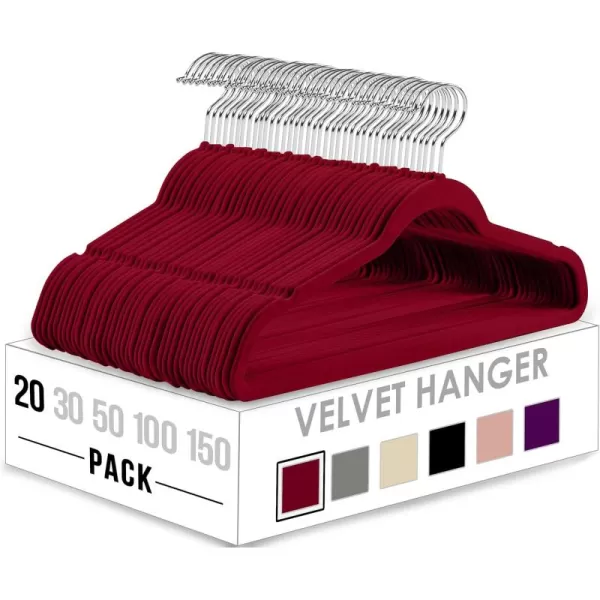 imageUtopia Home Velvet Hangers 150 Pack  NonSlip Clothes Hangers  Black Hangers  Suit Hangers with 360 Degree Rotatable Hook  Heavy Duty Coat Hangers  Pants HangersBurgundy