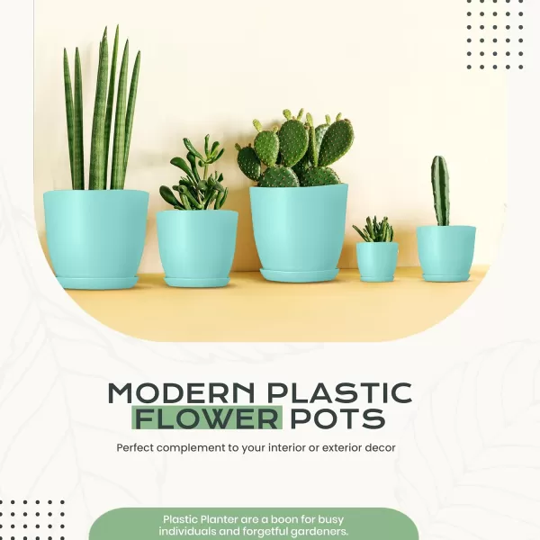 imageUtopia Home  Plant Pots Indoor with Drainage  76665348 Inches Home Decor Flower Pots for Indoor Planter  Pack of 10 Plastic Planters for Indoor Plants Cactus Succulents Pot  BrownAqua