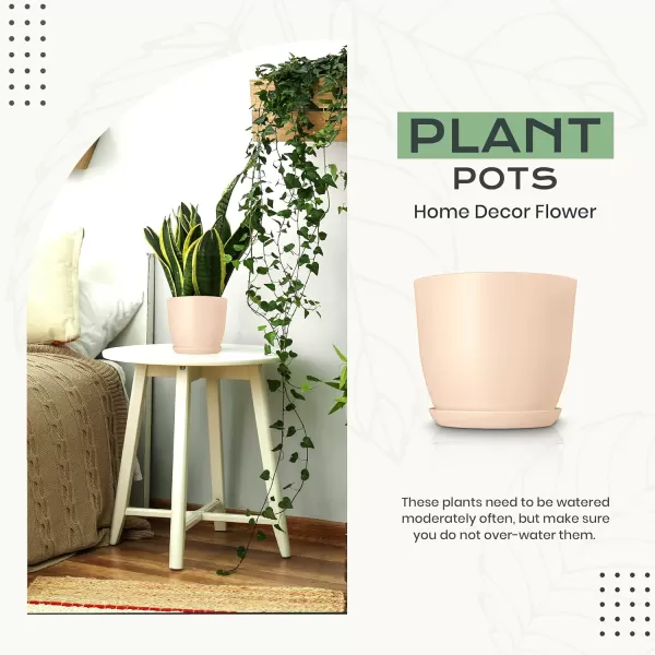 imageUtopia Home  Plant Pots Indoor with Drainage  76665348 Inches Home Decor Flower Pots for Indoor Planter  Pack of 10 Plastic Planters for Indoor Plants Cactus Succulents Pot  BrownPeach Pink