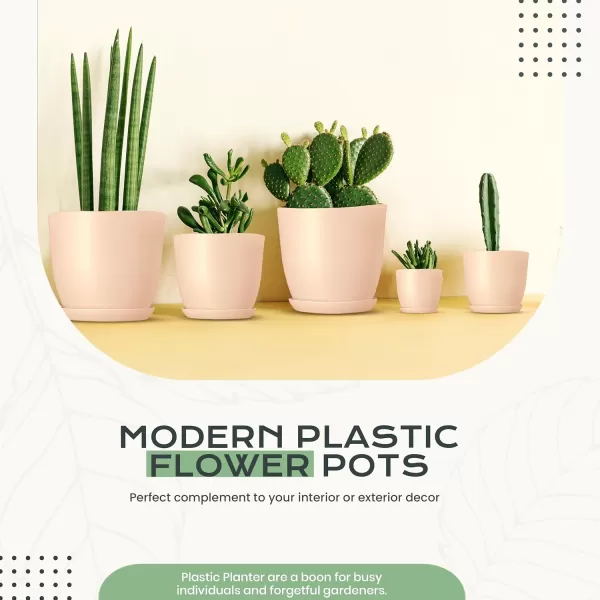 imageUtopia Home  Plant Pots Indoor with Drainage  76665348 Inches Home Decor Flower Pots for Indoor Planter  Pack of 10 Plastic Planters for Indoor Plants Cactus Succulents Pot  BrownPeach Pink