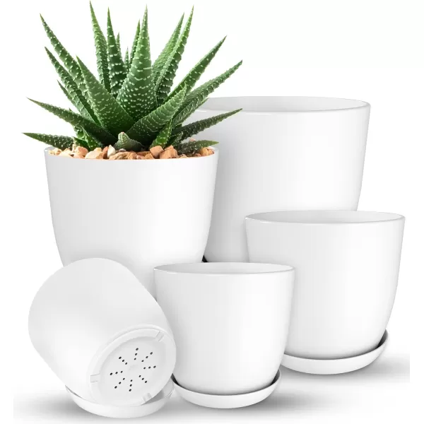 imageUtopia Home  Plant Pots Indoor with Drainage  76665348 Inches Home Decor Flower Pots for Indoor Planter  Pack of 10 Plastic Planters for Indoor Plants Cactus Succulents Pot  BrownPeach Pink