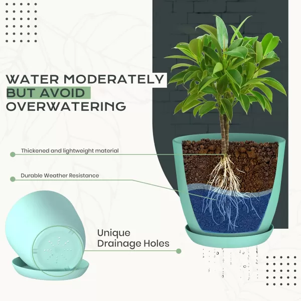 imageUtopia Home  Plant Pots Indoor with Drainage  76665348 Inches Home Decor Flower Pots for Indoor Planter  Pack of 10 Plastic Planters for Indoor Plants Cactus Succulents Pot  BrownAqua