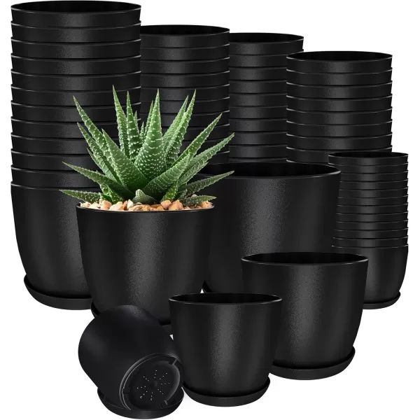 imageUtopia Home  Plant Pots Indoor with Drainage  76665348 Inches Home Decor Flower Pots for Indoor Planter  Pack of 10 Plastic Planters for Indoor Plants Cactus Succulents Pot  BrownBlack