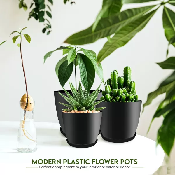 imageUtopia Home  Plant Pots Indoor with Drainage  76665348 Inches Home Decor Flower Pots for Indoor Planter  Pack of 10 Plastic Planters for Indoor Plants Cactus Succulents Pot  BrownBlack