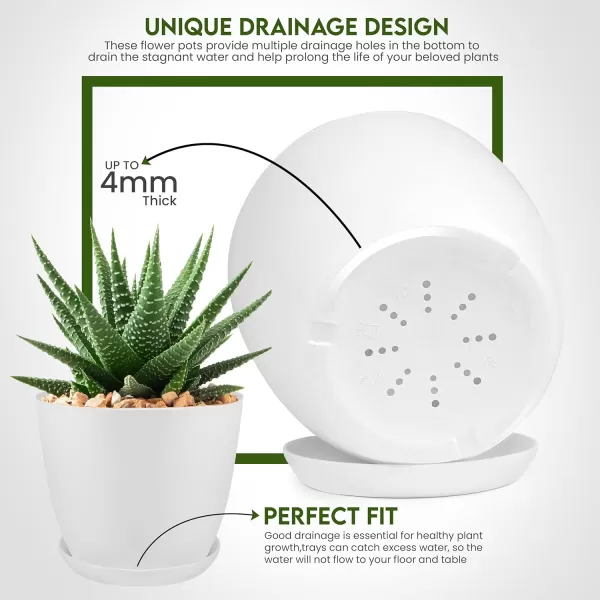 imageUtopia Home  Plant Pots Indoor with Drainage  76665348 Inches Home Decor Flower Pots for Indoor Planter  Pack of 10 Plastic Planters for Indoor Plants Cactus Succulents Pot  BrownWhite