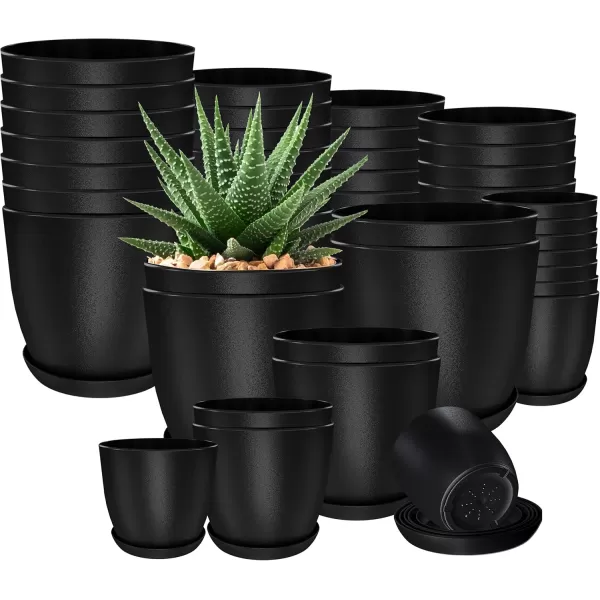 imageUtopia Home  Plant Pots Indoor with Drainage  76665348 Inches Home Decor Flower Pots for Indoor Planter  Pack of 10 Plastic Planters for Indoor Plants Cactus Succulents Pot  BrownBlack