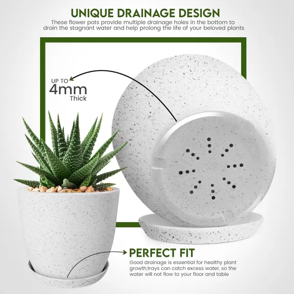 imageUtopia Home  Plant Pots Indoor with Drainage  76665348 Inches Home Decor Flower Pots for Indoor Planter  Pack of 10 Plastic Planters for Indoor Plants Cactus Succulents Pot  BrownSpotty Gray