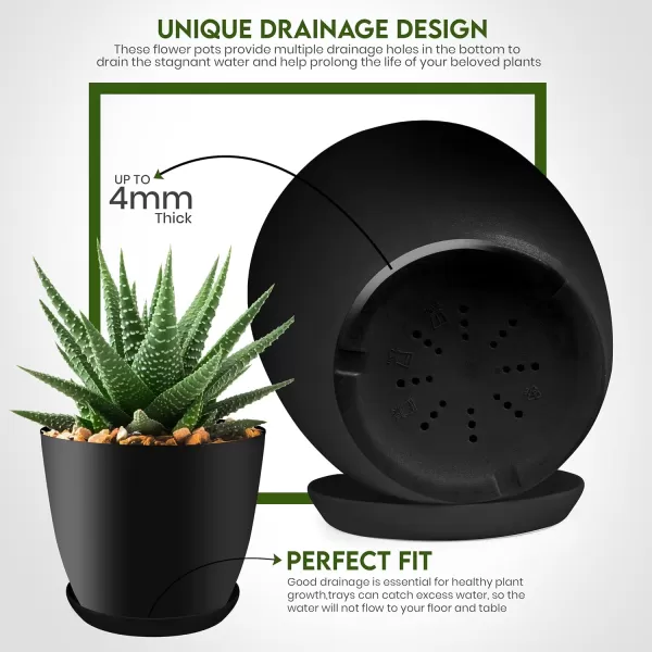 imageUtopia Home  Plant Pots Indoor with Drainage  76665348 Inches Home Decor Flower Pots for Indoor Planter  Pack of 10 Plastic Planters for Indoor Plants Cactus Succulents Pot  BrownBlack