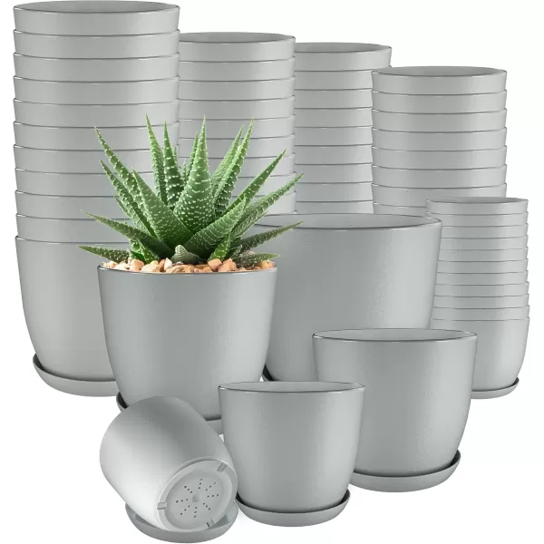 imageUtopia Home  Plant Pots Indoor with Drainage  76665348 Inches Home Decor Flower Pots for Indoor Planter  Pack of 10 Plastic Planters for Indoor Plants Cactus Succulents Pot  BrownGray