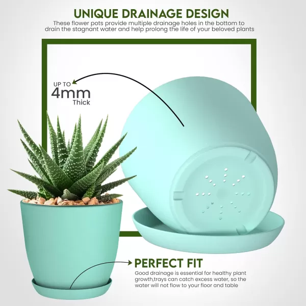 imageUtopia Home  Plant Pots Indoor with Drainage  76665348 Inches Home Decor Flower Pots for Indoor Planter  Pack of 10 Plastic Planters for Indoor Plants Cactus Succulents Pot  BrownAqua