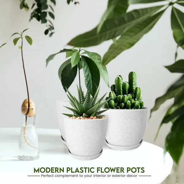 imageUtopia Home  Plant Pots Indoor with Drainage  76665348 Inches Home Decor Flower Pots for Indoor Planter  Pack of 10 Plastic Planters for Indoor Plants Cactus Succulents Pot  BrownSpotty Gray