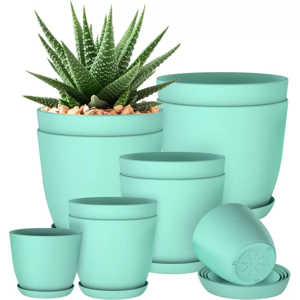 imageUtopia Home  Plant Pots Indoor with Drainage  76665348 Inches Home Decor Flower Pots for Indoor Planter  Pack of 10 Plastic Planters for Indoor Plants Cactus Succulents Pot  BrownAqua