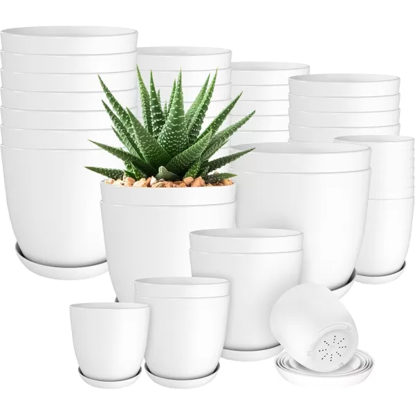 imageUtopia Home  Plant Pots Indoor with Drainage  76665348 Inches Home Decor Flower Pots for Indoor Planter  Pack of 10 Plastic Planters for Indoor Plants Cactus Succulents Pot  BrownWhite