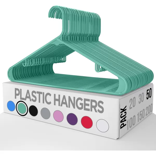 imageUtopia Home Plastic Hangers 30 Pack  Clothes Hanger with Hooks  Durable ampamp Space Saving Coat Hanger  Heavy Duty White Hangers  Skirt HangersAqua