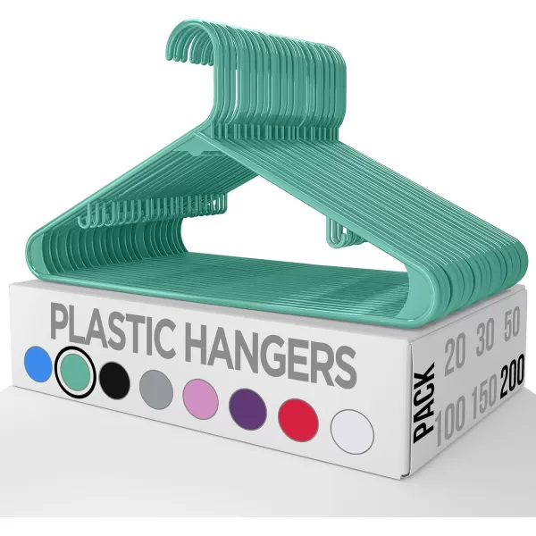 imageUtopia Home Plastic Hangers 30 Pack  Clothes Hanger with Hooks  Durable ampamp Space Saving Coat Hanger  Heavy Duty White Hangers  Skirt HangersAqua