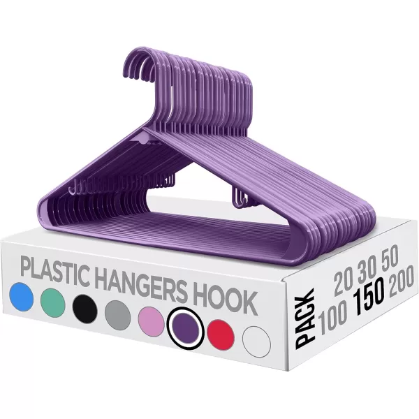 imageUtopia Home Plastic Hangers 30 Pack  Clothes Hanger with Hooks  Durable ampamp Space Saving Coat Hanger  Heavy Duty White Hangers  Skirt HangersPurple