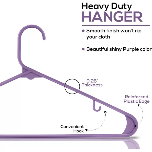 imageUtopia Home Plastic Hangers 30 Pack  Clothes Hanger with Hooks  Durable ampamp Space Saving Coat Hanger  Heavy Duty White Hangers  Skirt HangersPurple